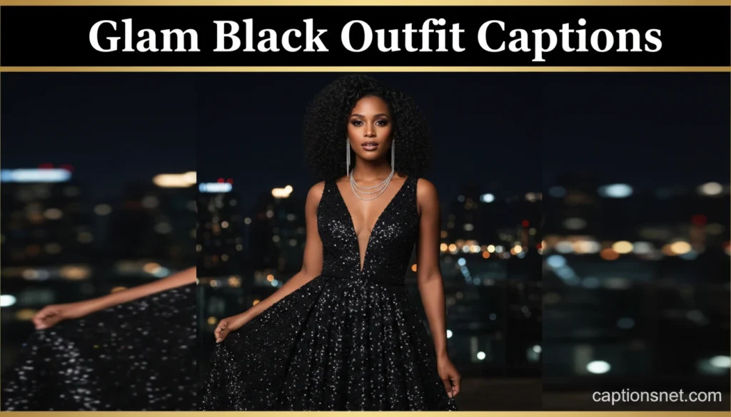 Glam Black Outfit Captions
