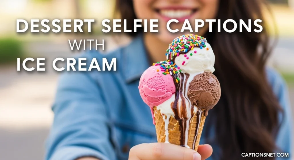 Dessert Selfie Captions with Ice Cream