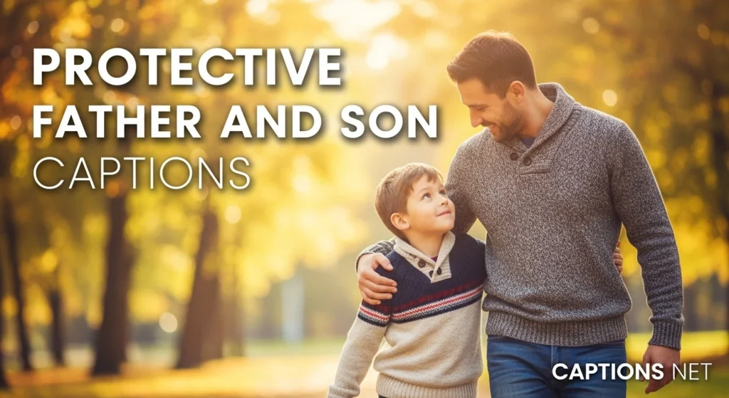 Protective Father and Son Captions