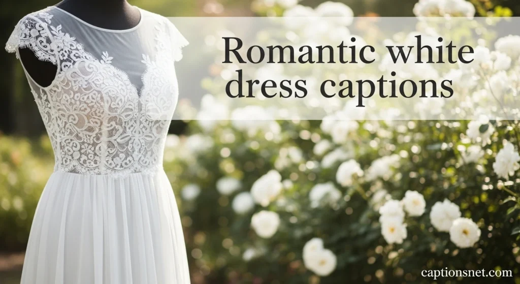 Romantic white dress captions