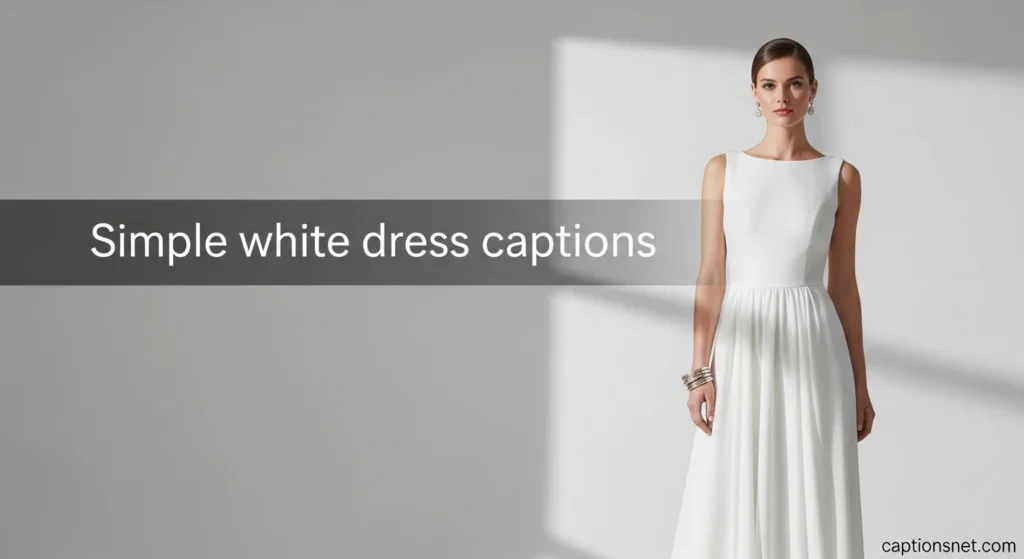 Simple white dress captions