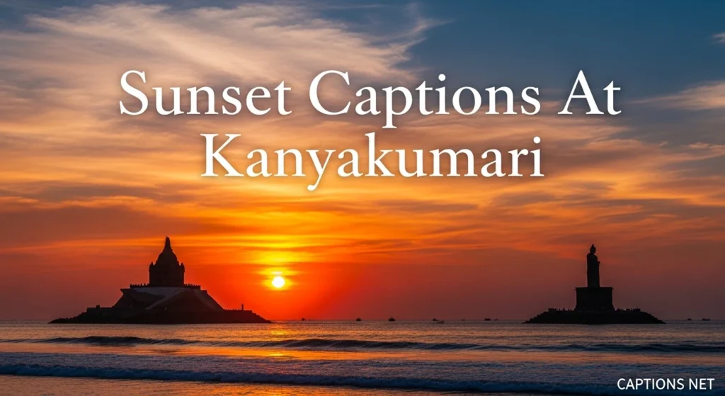 Sunset Captions At Kanyakumari