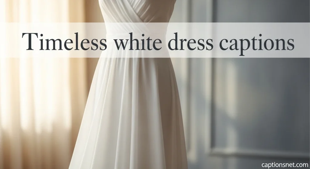 Timeless white dress captions