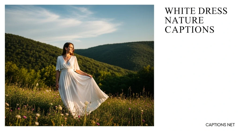 White Dress Nature Captions