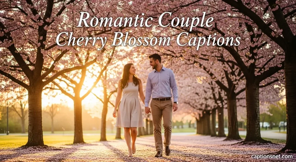 Romantic Couple Cherry Blossom Captions