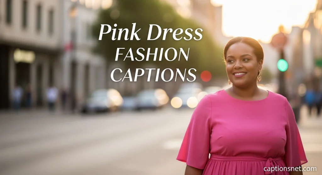Pink Dress Fashion Captions