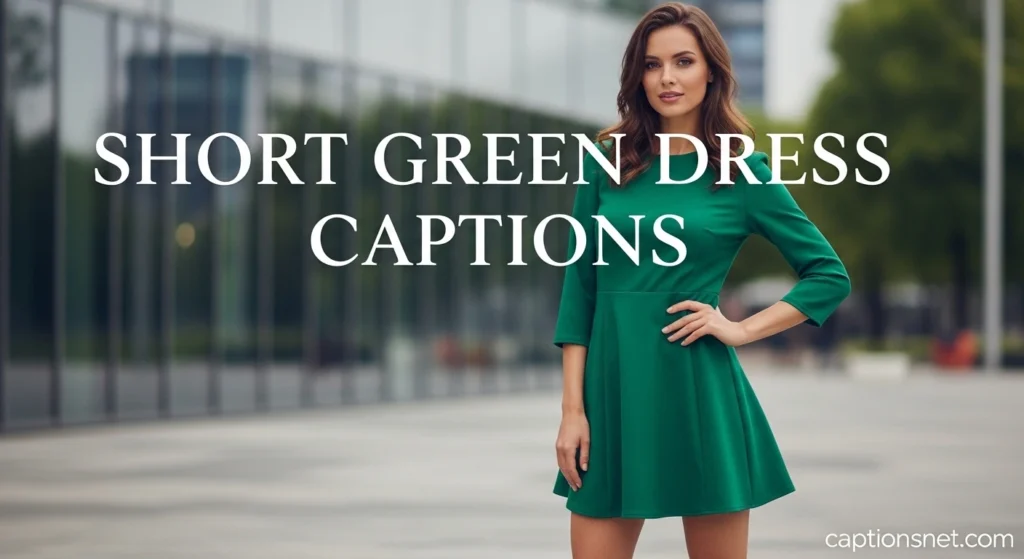Short Green Dress Captions