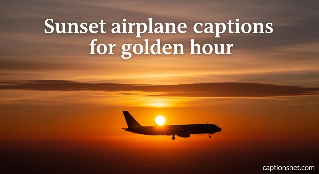Sunset airplane captions for golden hour
