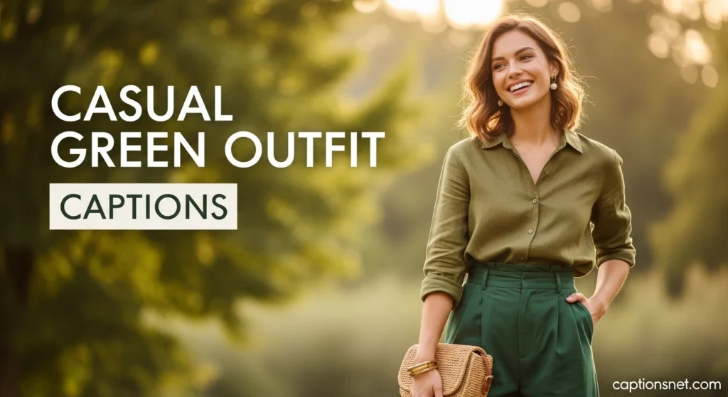 Casual Green Outfit Captions