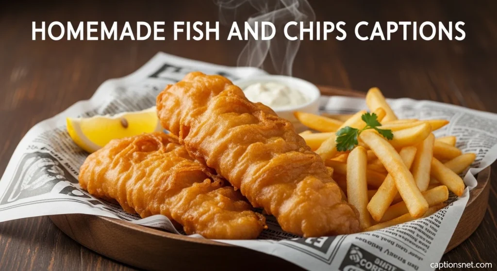 Homemade Fish and Chips Captions