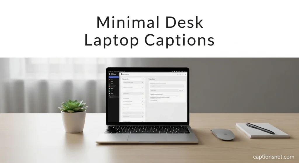 Minimal Desk Laptop Captions