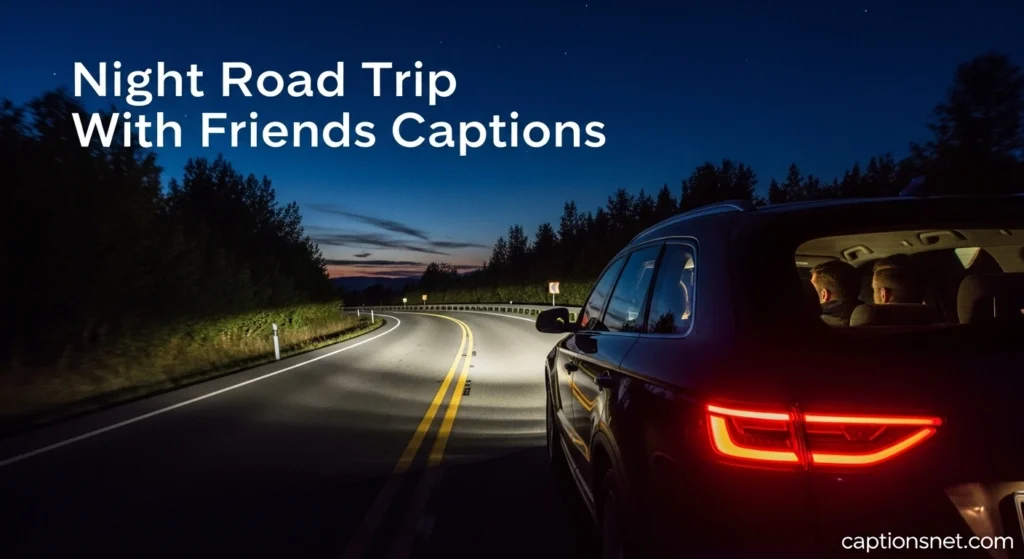 Night Road Trip With Friends Captions