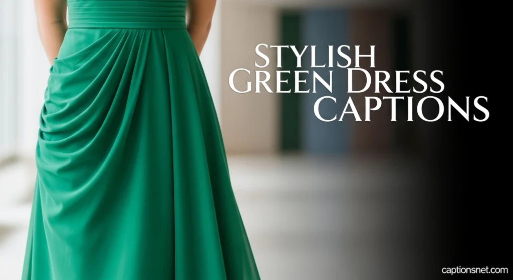 Stylish Green Dress Captions