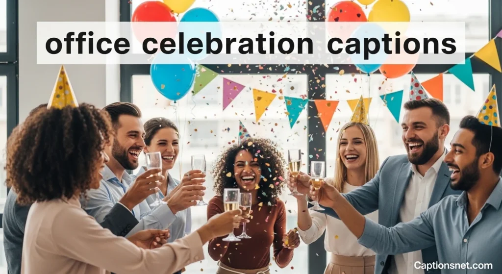 office celebration captions