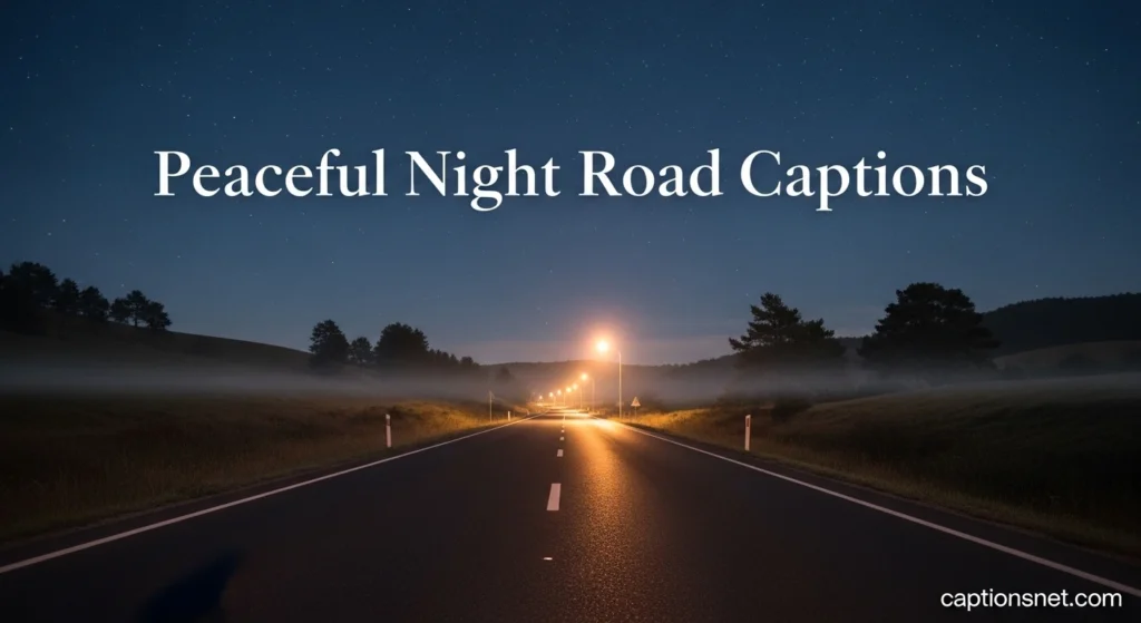 Peaceful Night Road Captions
