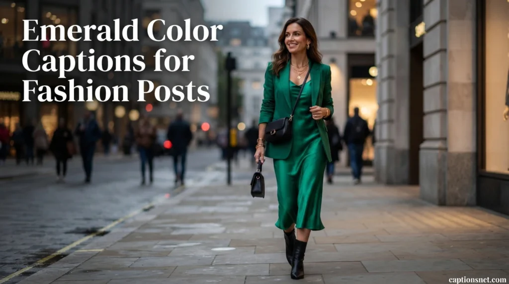 Emerald Color Captions for Fashion Posts
